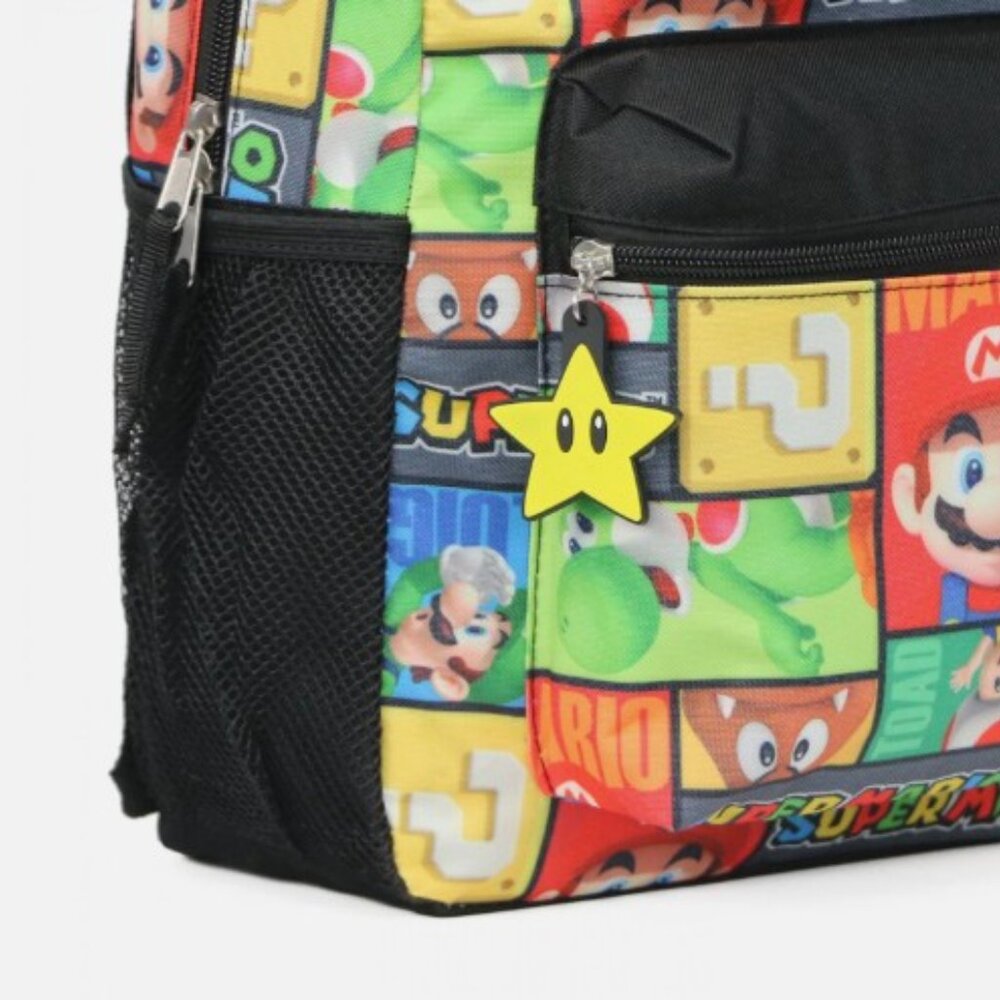 Super Mario All Over Print Backpack 16 Inch Character School Bag - Picture 5 of 5